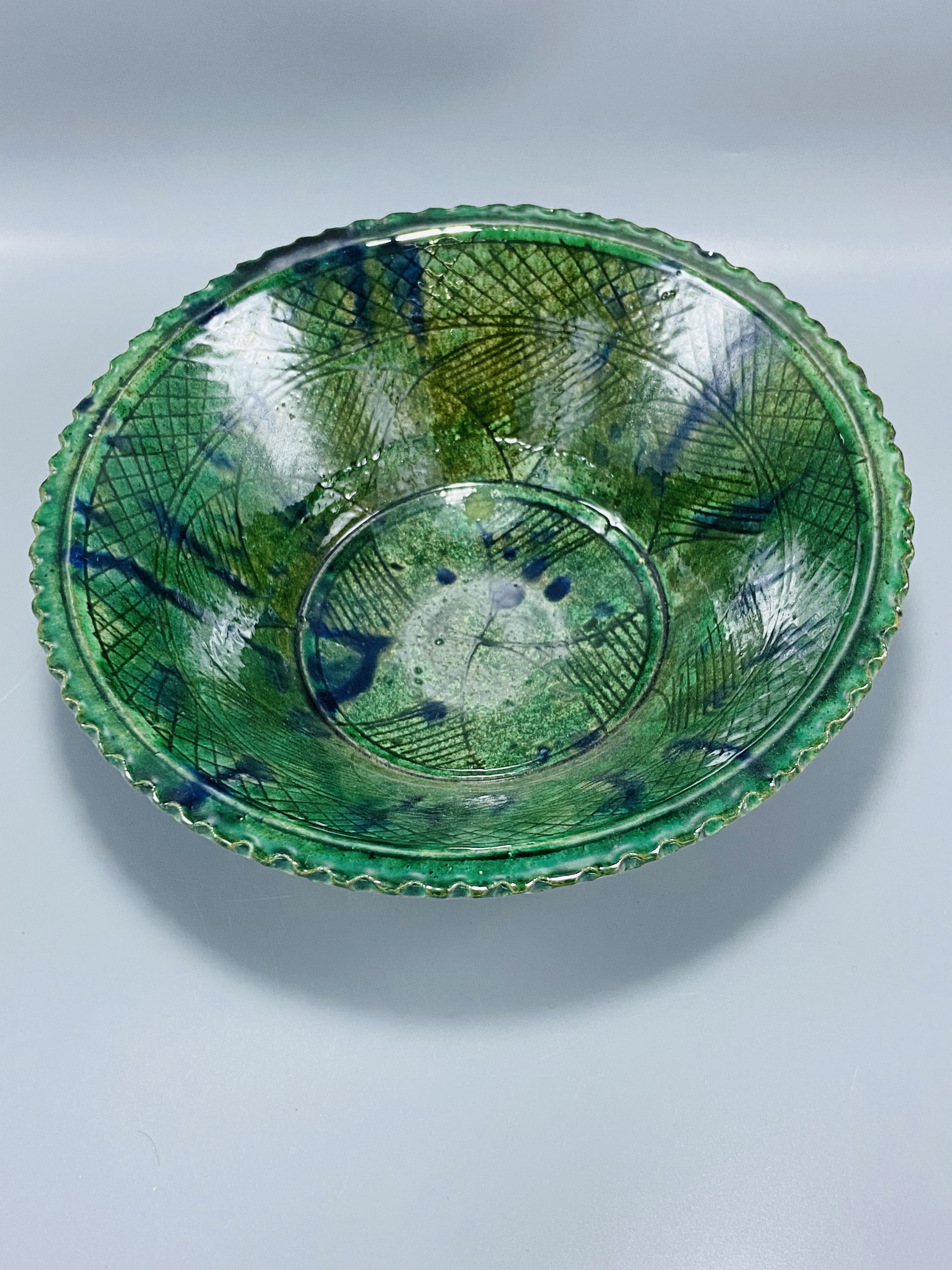 Handcrafted Green Ceramic Bowl