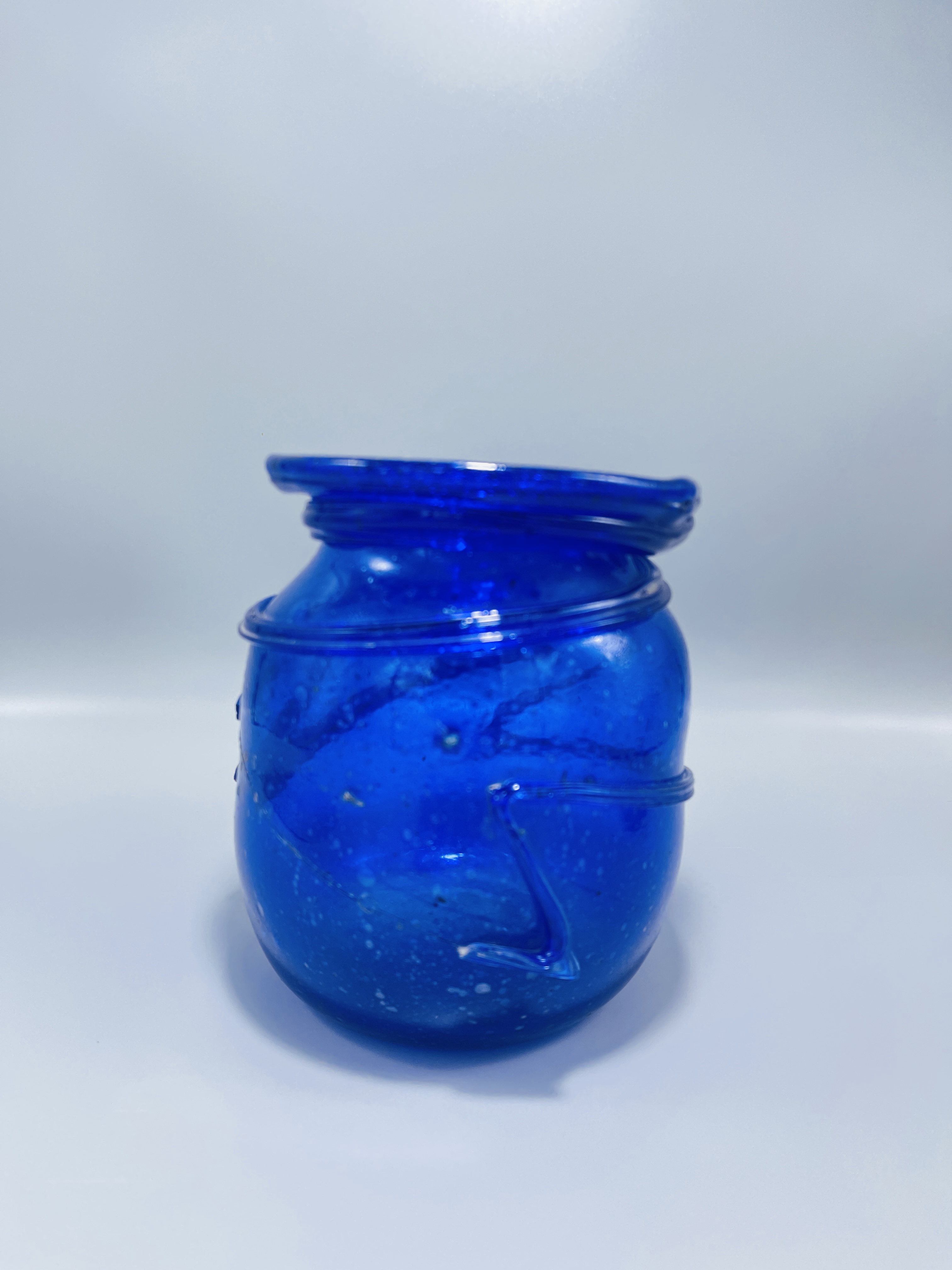 Artisan decorative vase or jar with swirled design
