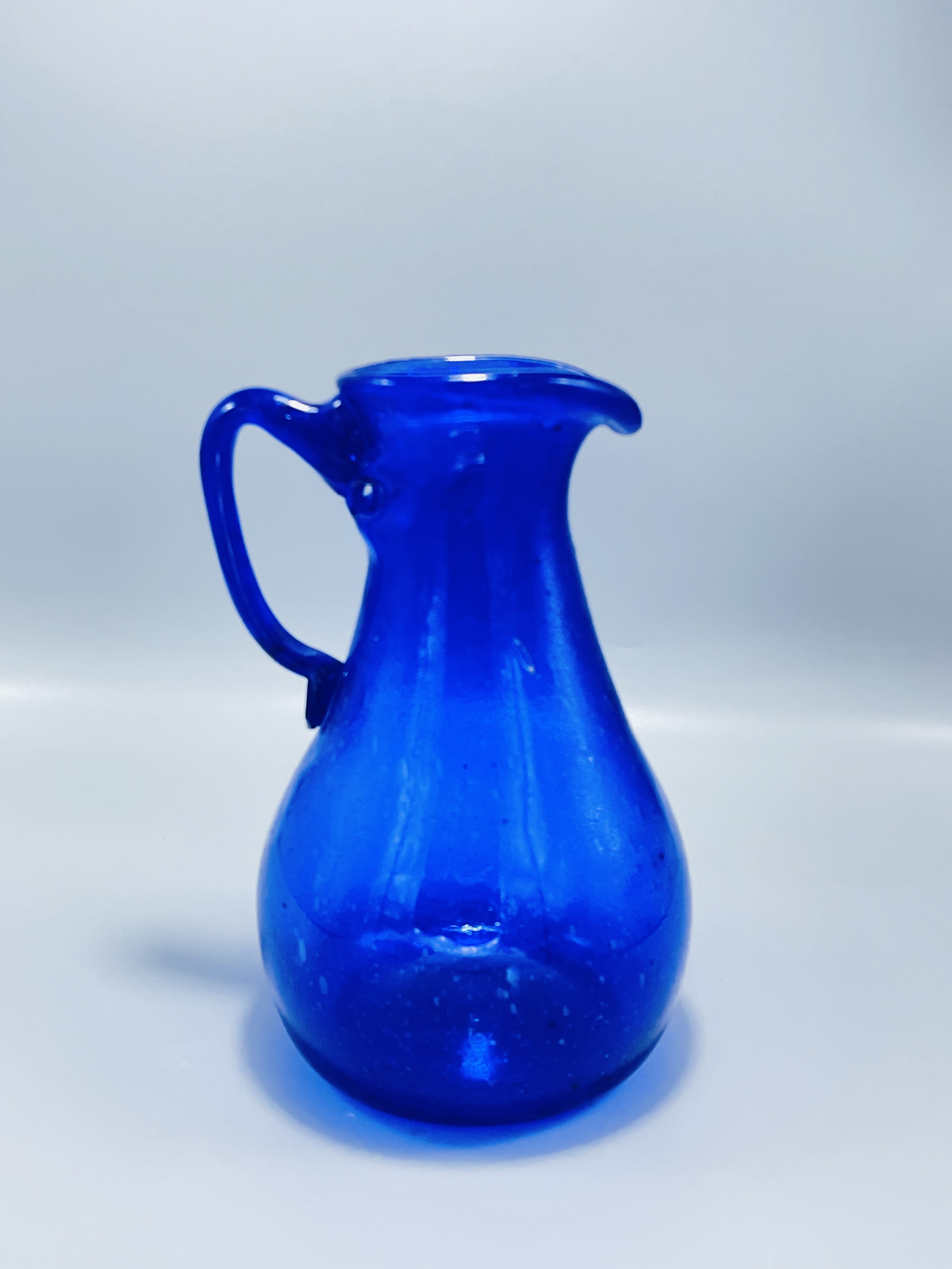 Vintage Blue Glass Pitcher