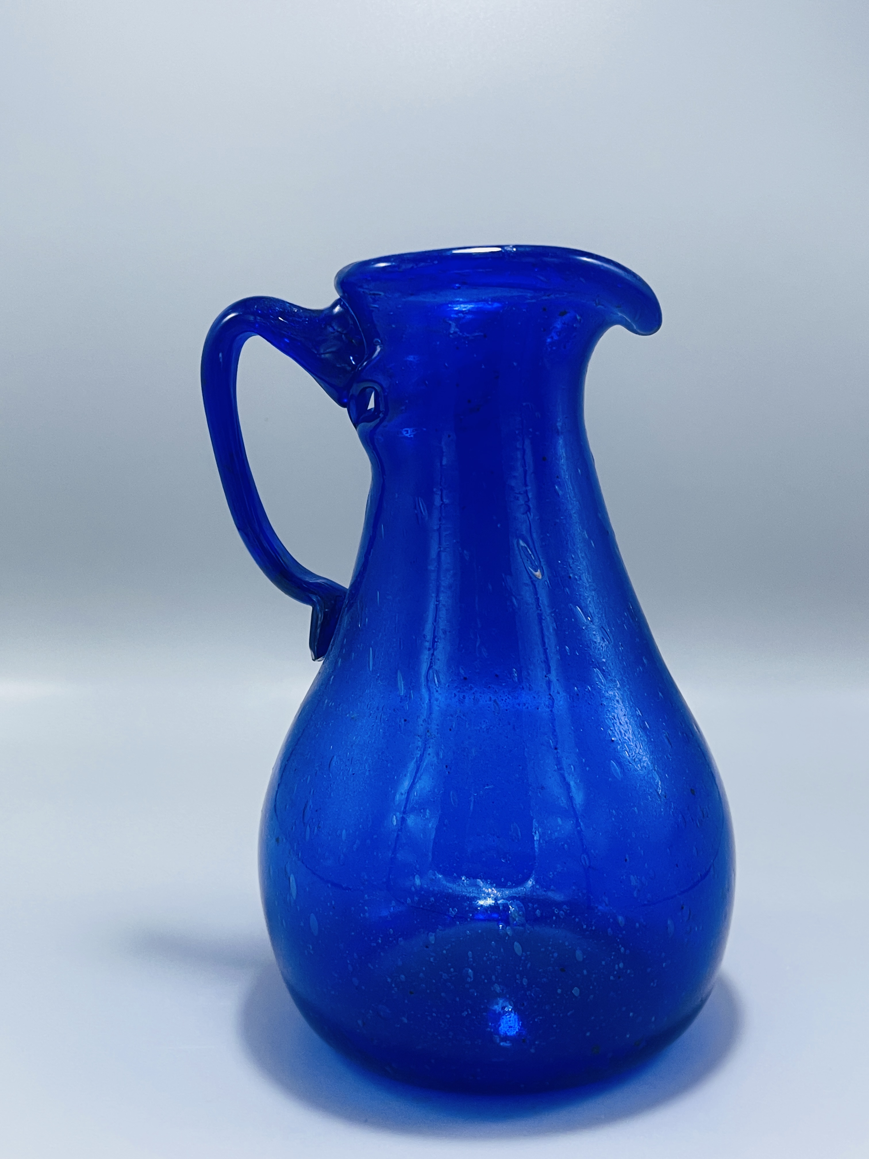 Vintage Blue Glass Pitcher