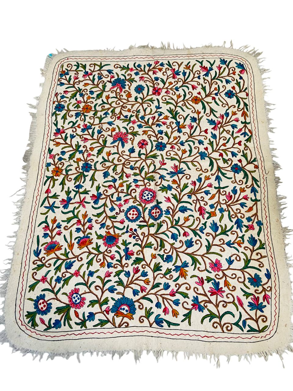 Hand-embroidered Floral Tapestry with handmade painting from north side of Afghanistan