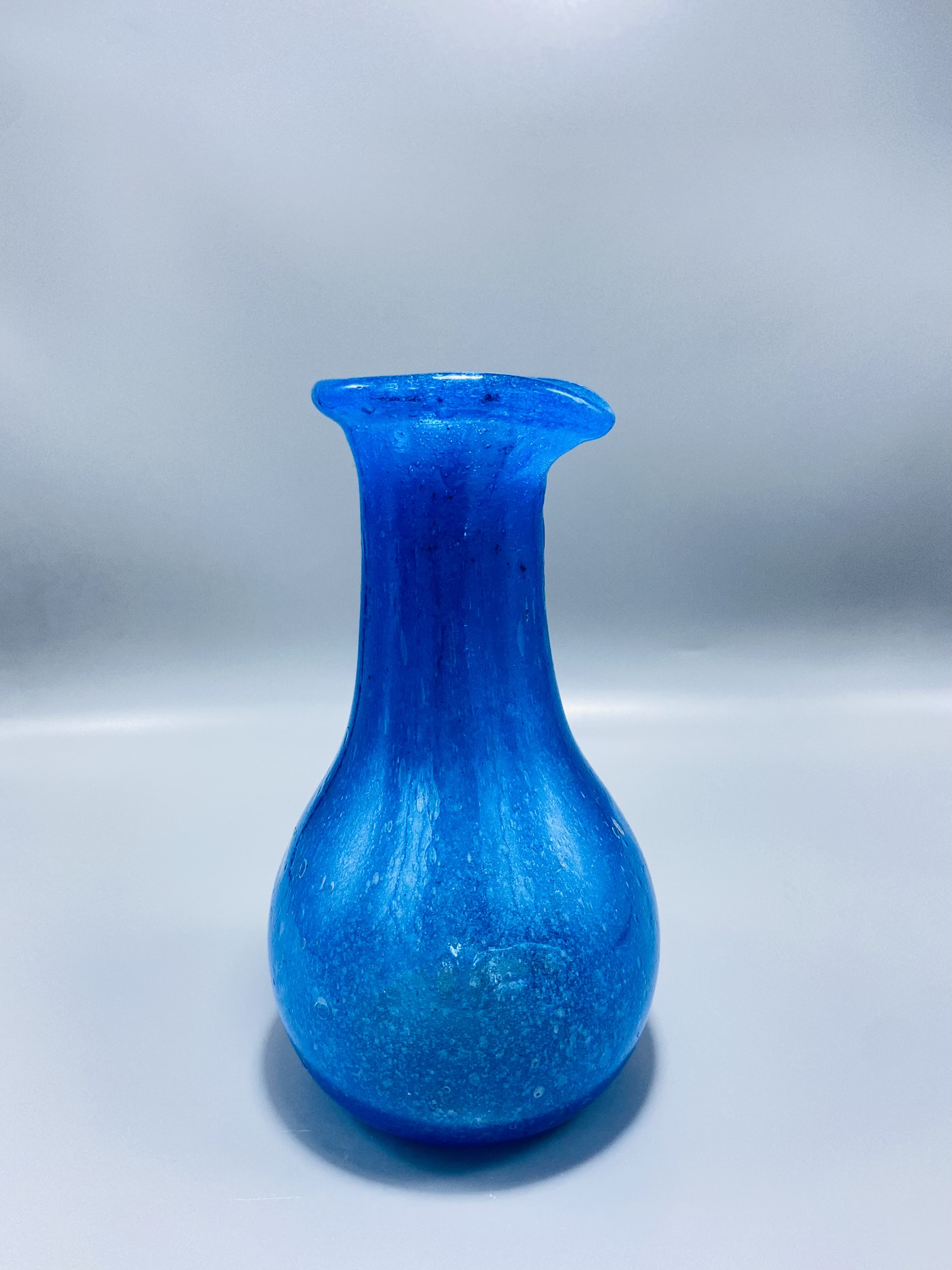 Handcrafted Blue Glass Vase and Goblet Set with 6 glass