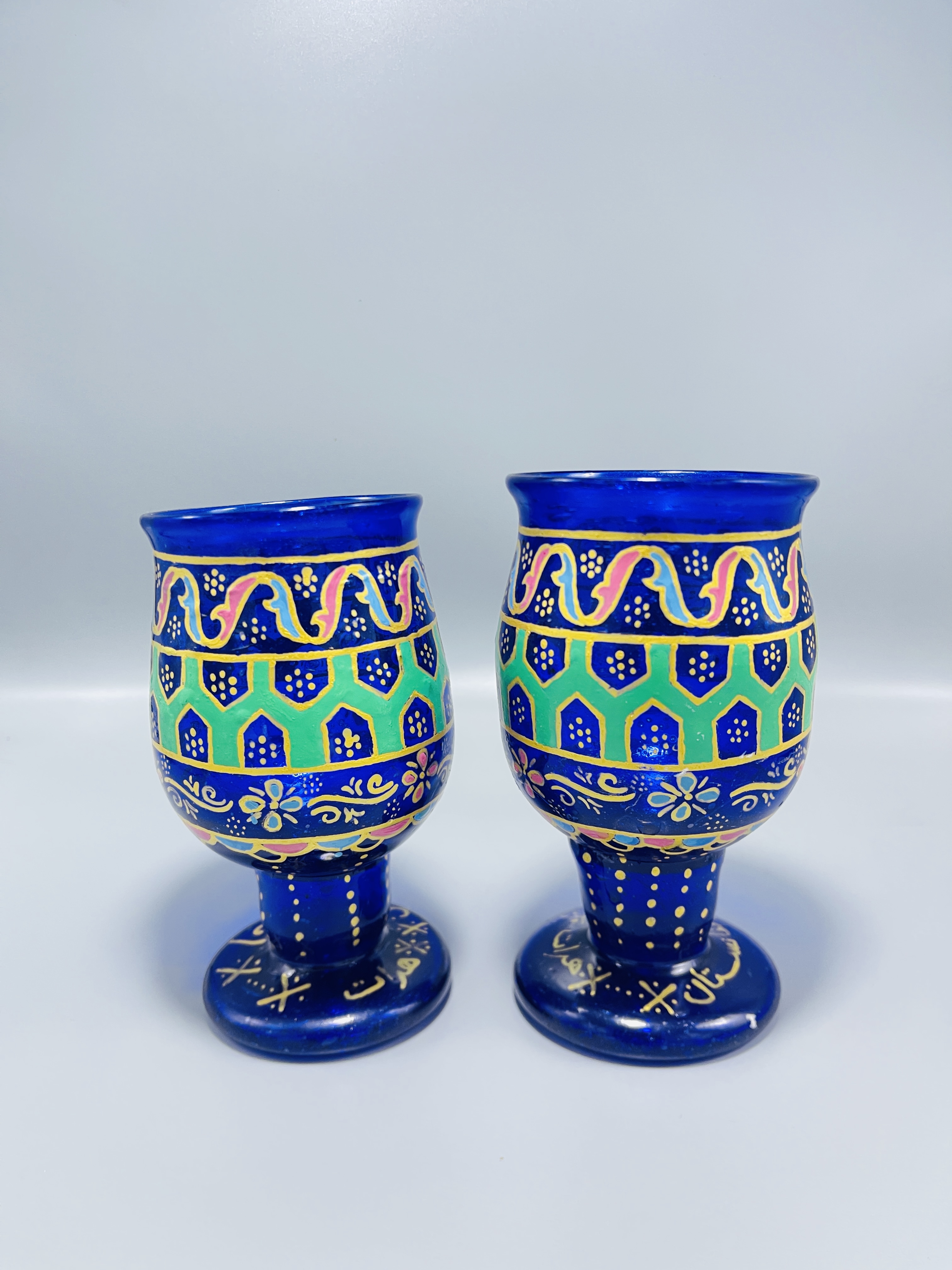 Hand-painted Antique glass Pitcher Set with 6 glass