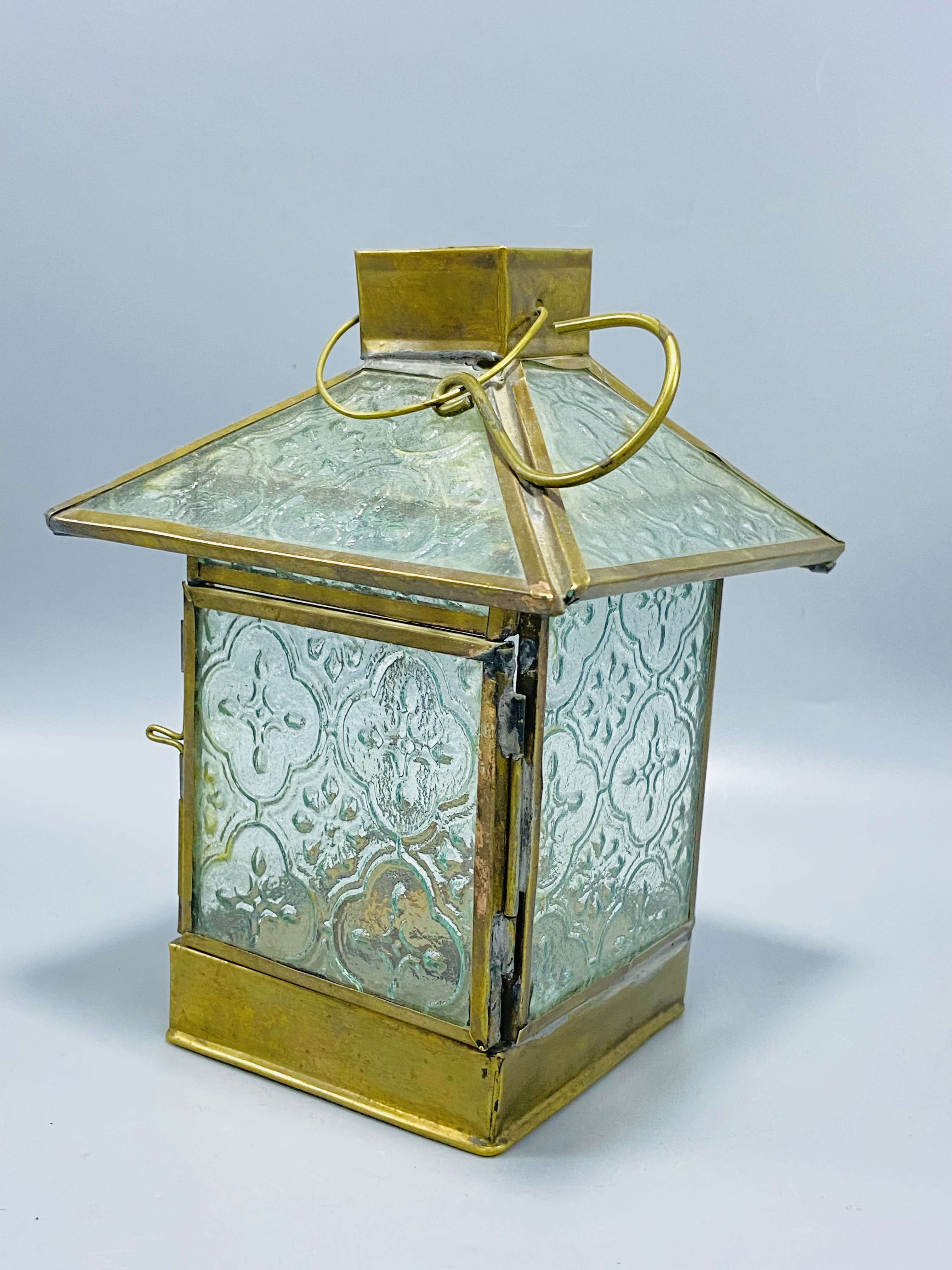 Vintage Brass and Glass Lantern
