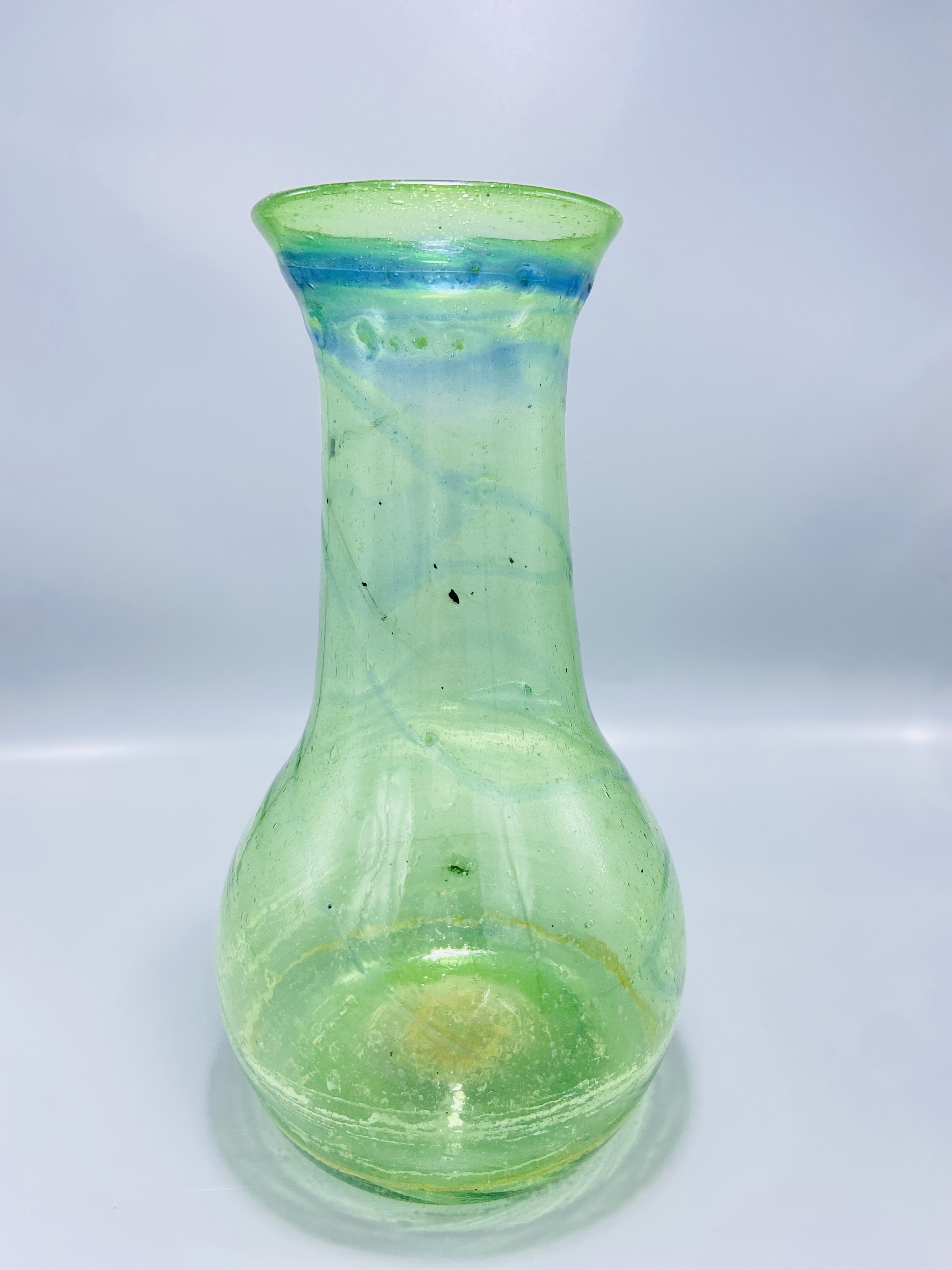 Green Hand-Blown Glass Vase
