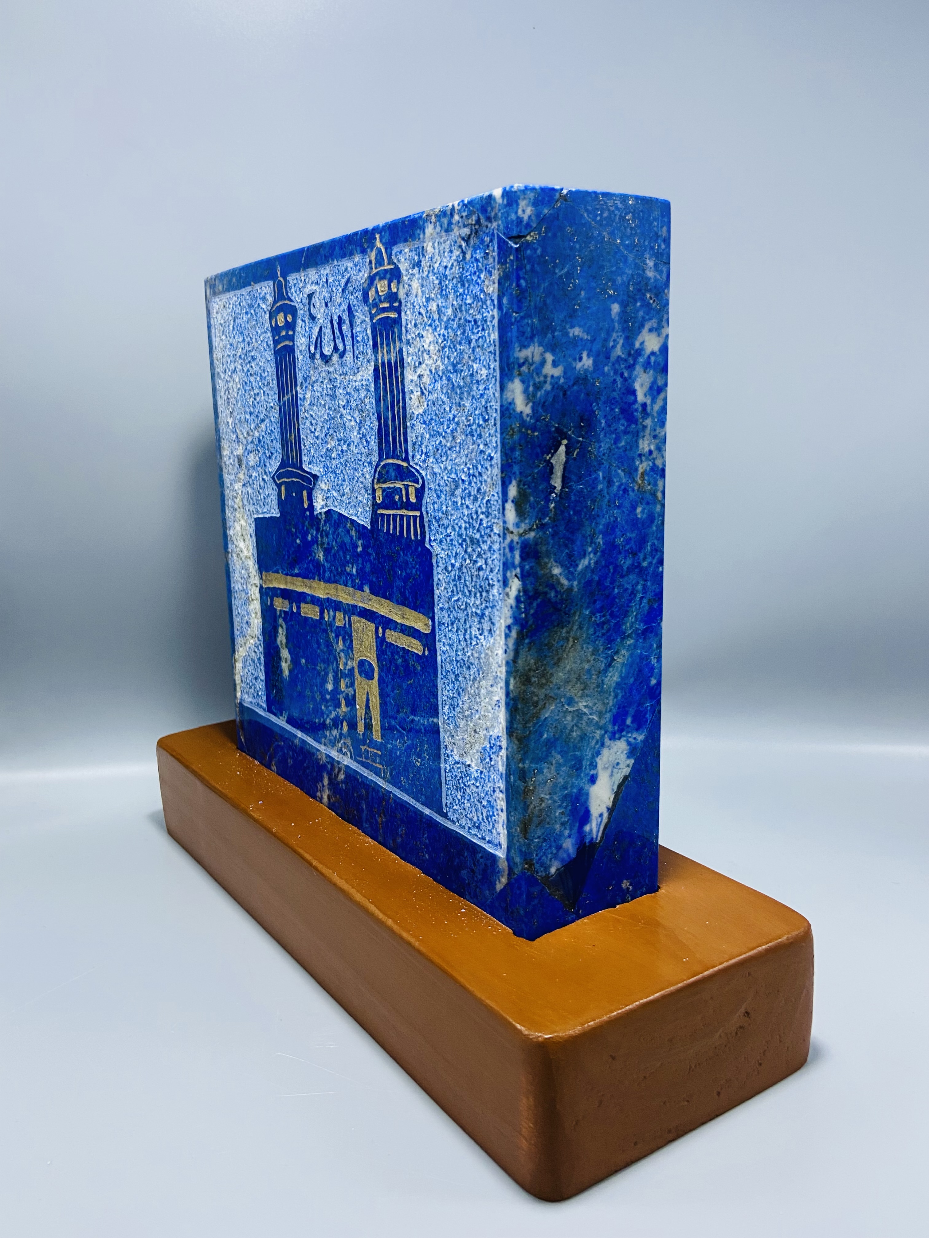 Lapis Lazuli Decorative Stone with Mosque Engraving