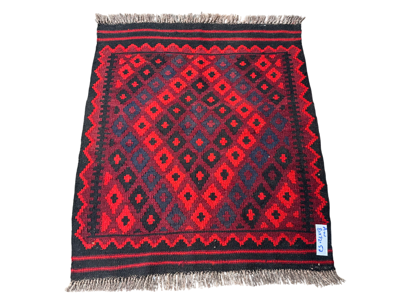 Handwoven Red and Black Geometric Rug