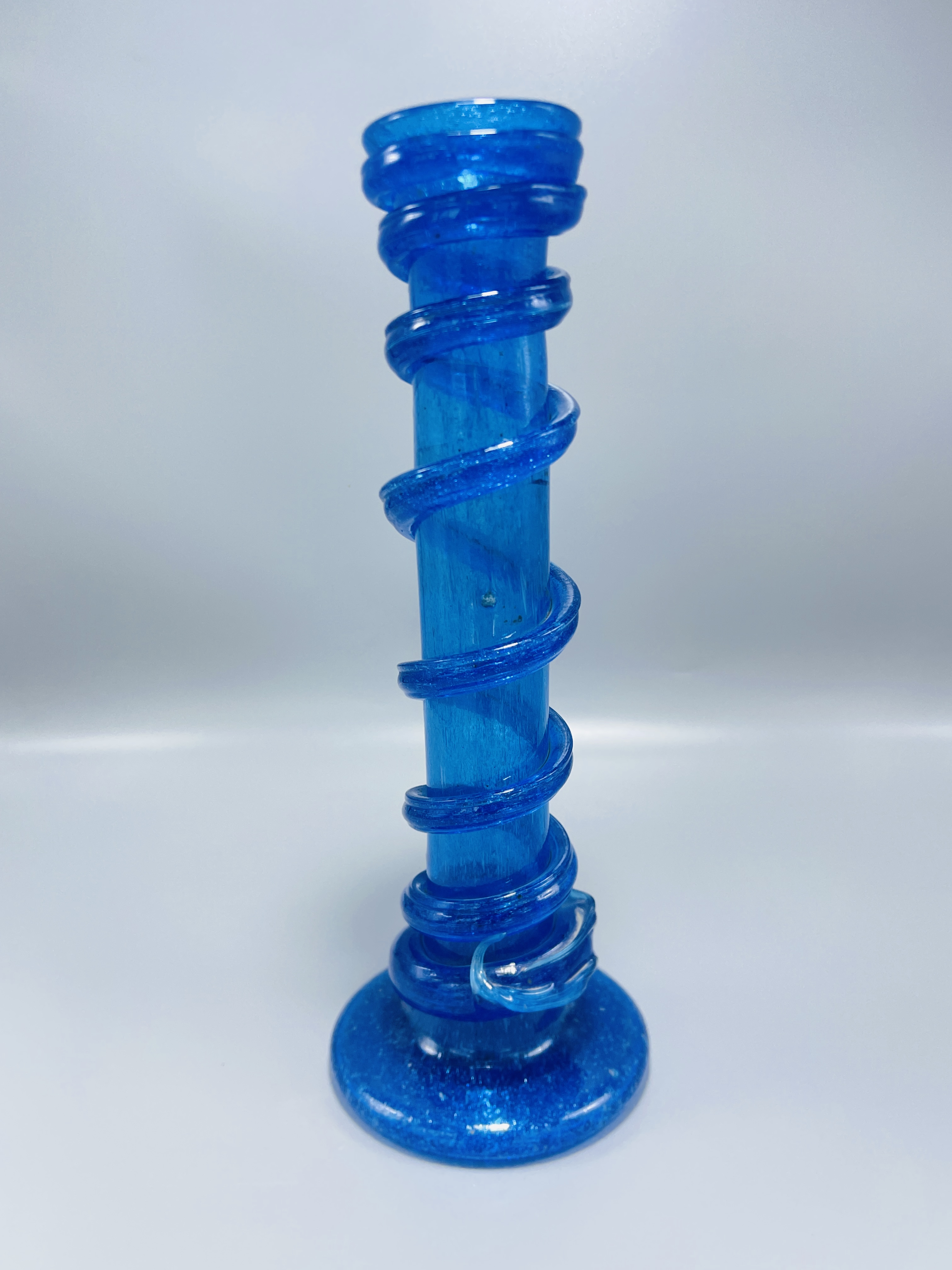 Blue Spiral Glass Vase