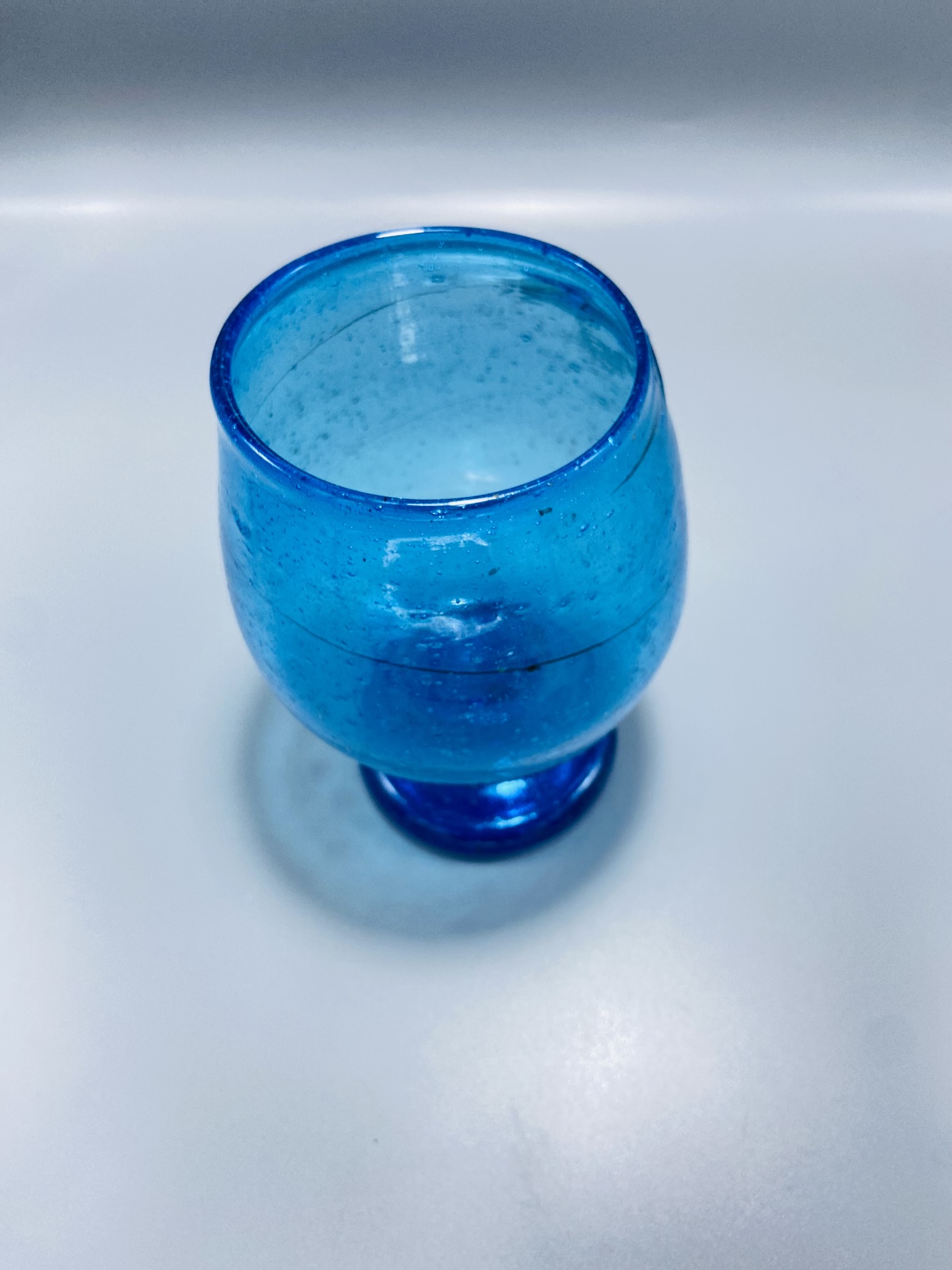 Blue Handblown Glass Goblet