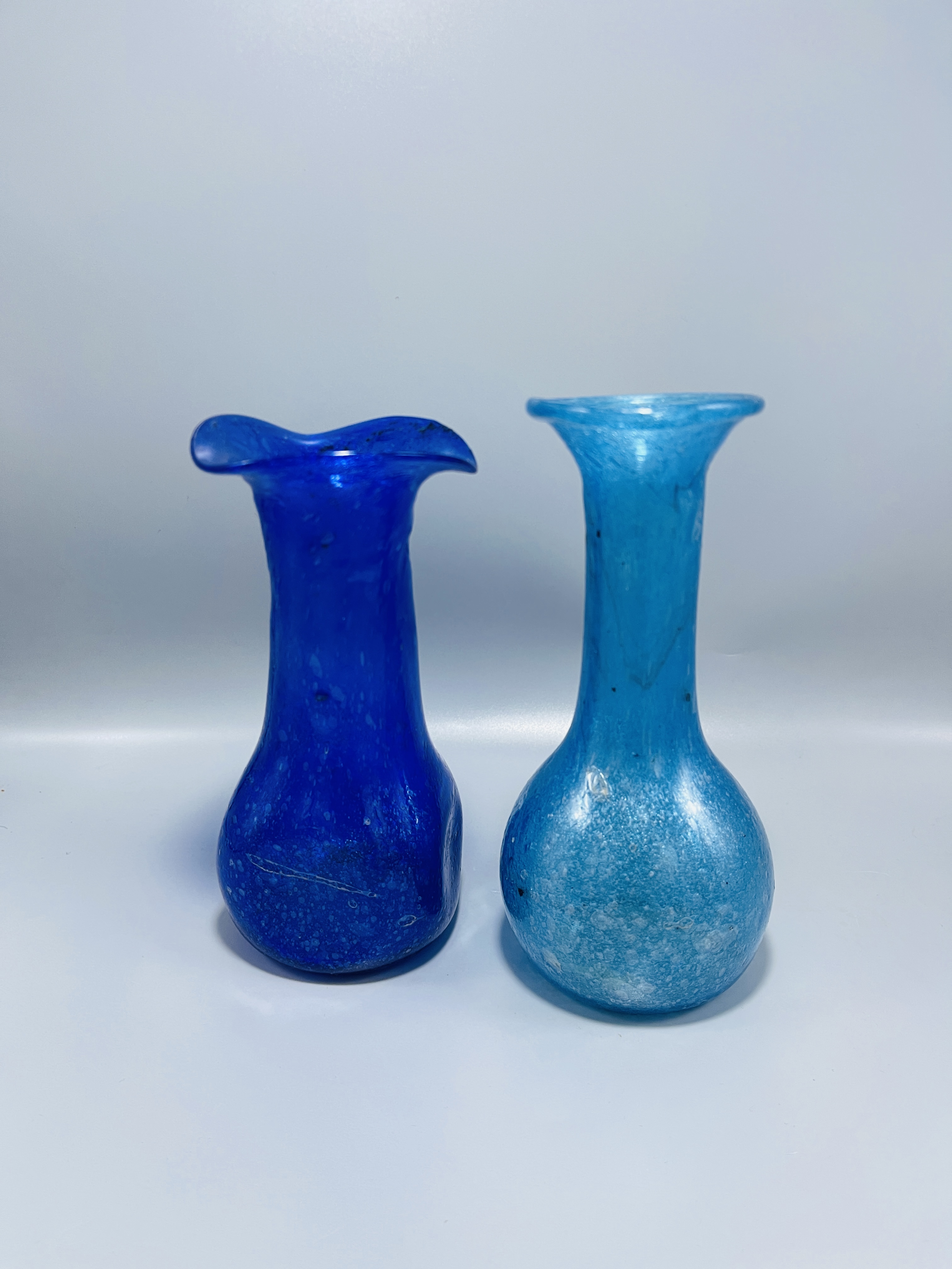 Handmade Blue Glass Vases Set