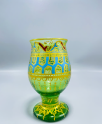 Elegant green and gold patterned Glass