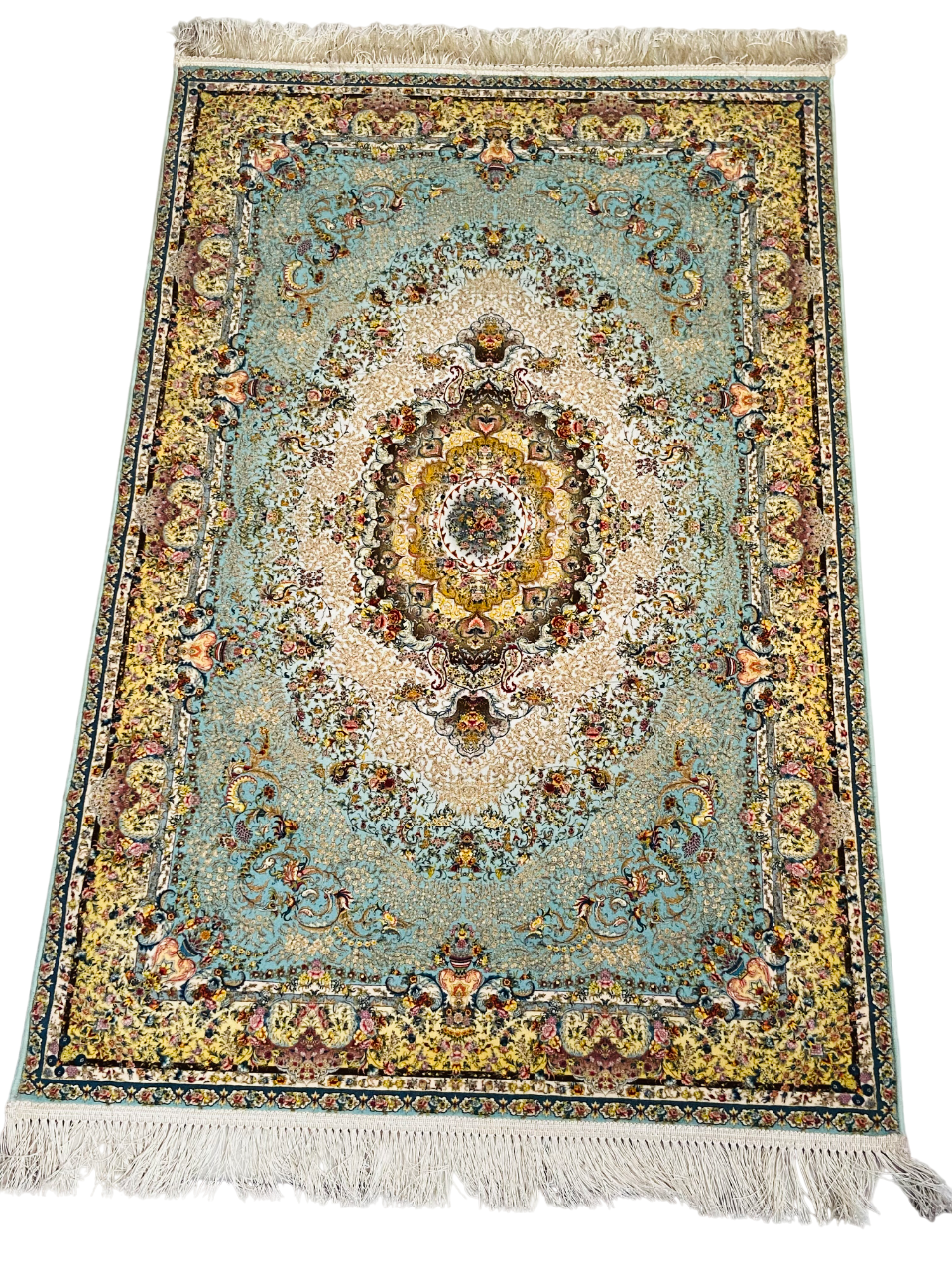Persian pure Silk Rug machine made