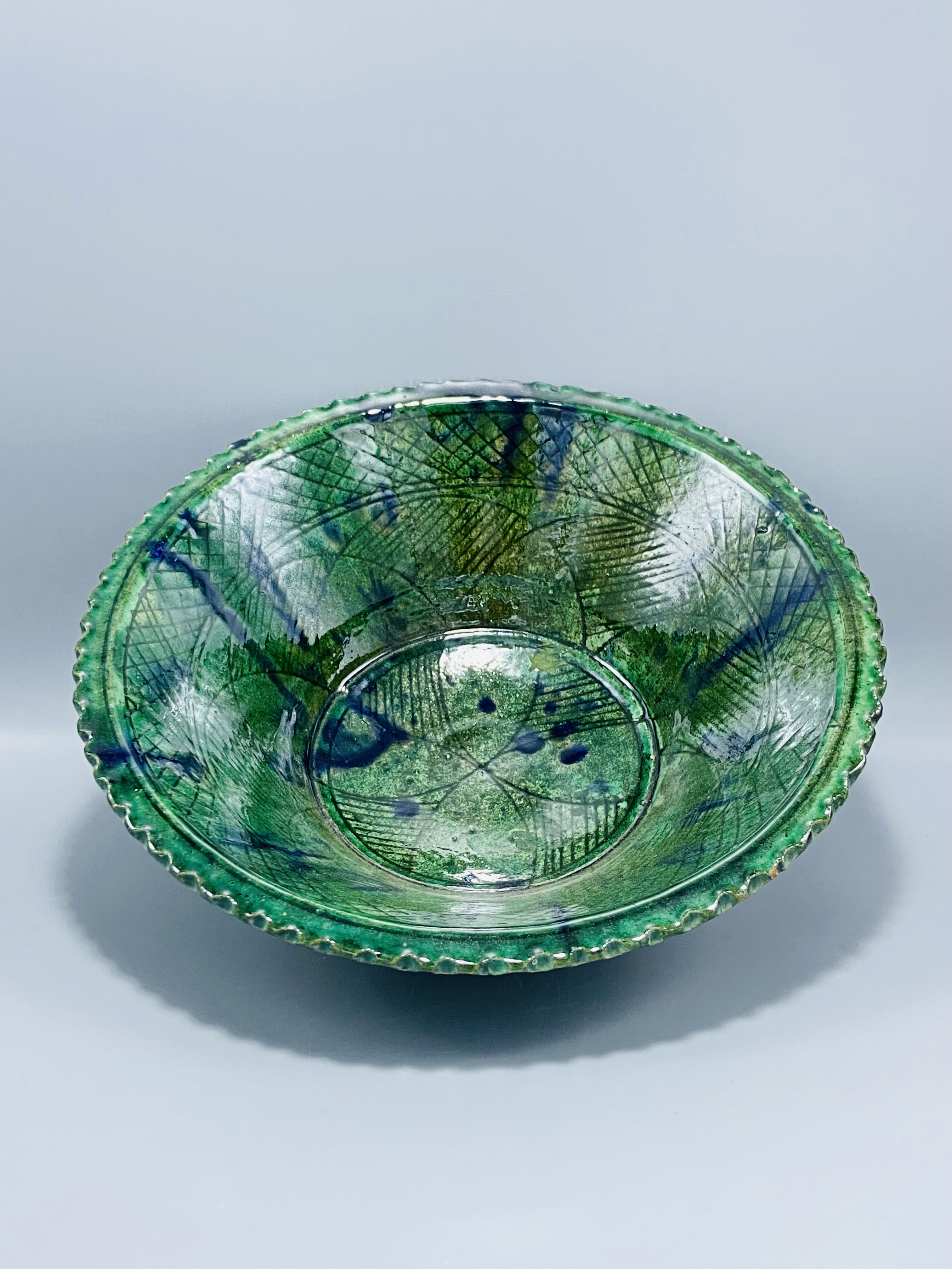 Handcrafted Green Ceramic Bowl
