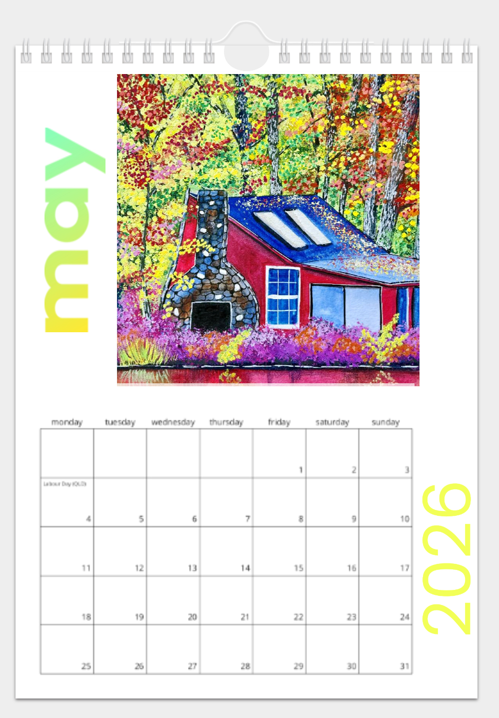 2026 Floral Wall Calendar