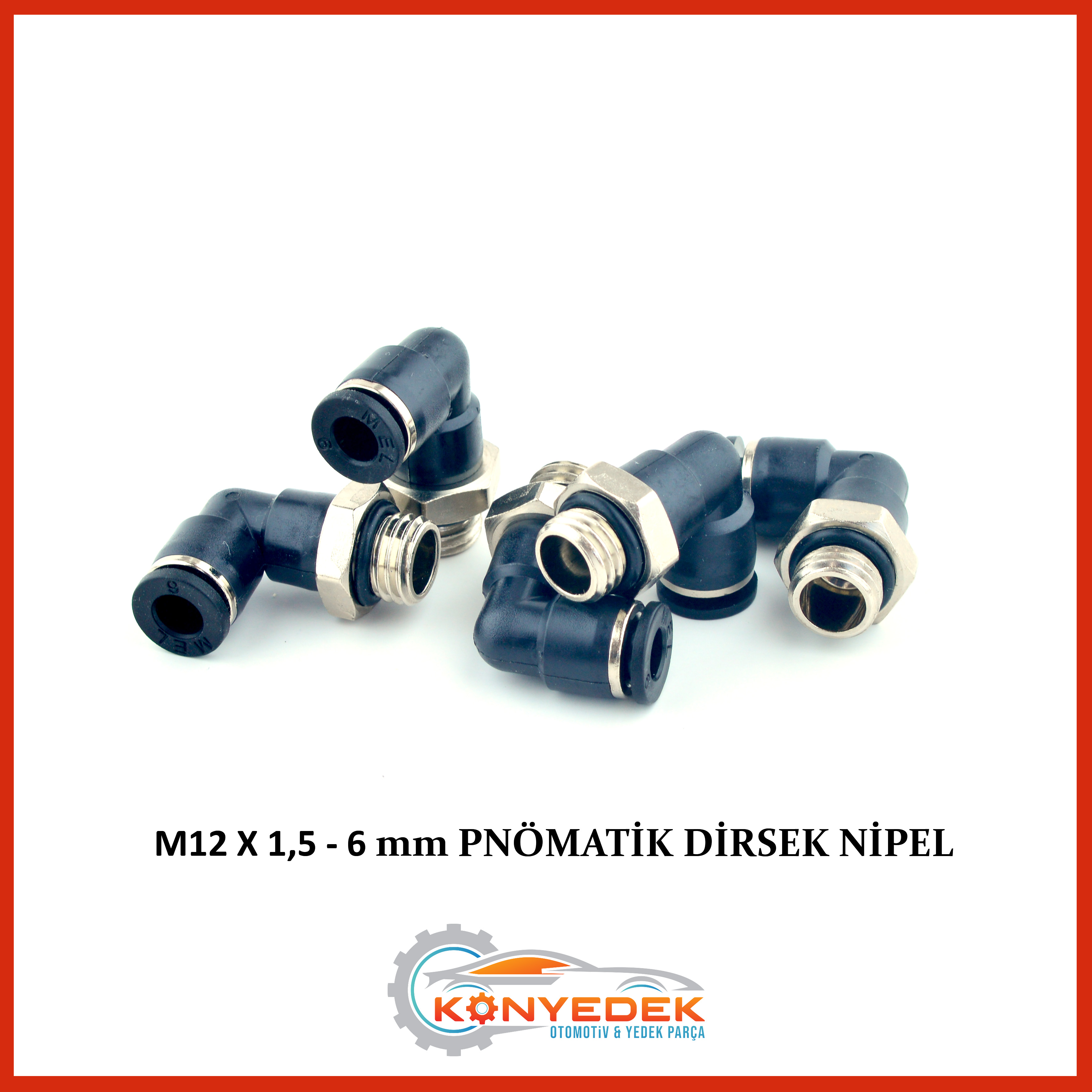 M12 x 1,5 - 6 mm Pnömatik Dirsek Nipel