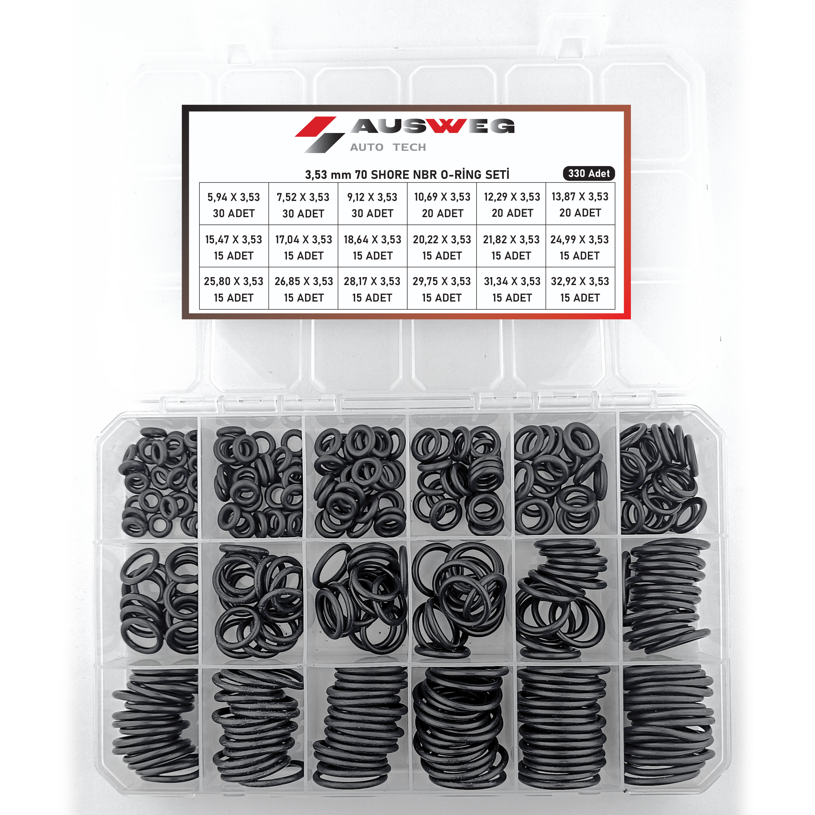 AUSWEG 3,53 mm 70 Shore NBR O-Ring Seti - 330 Adet