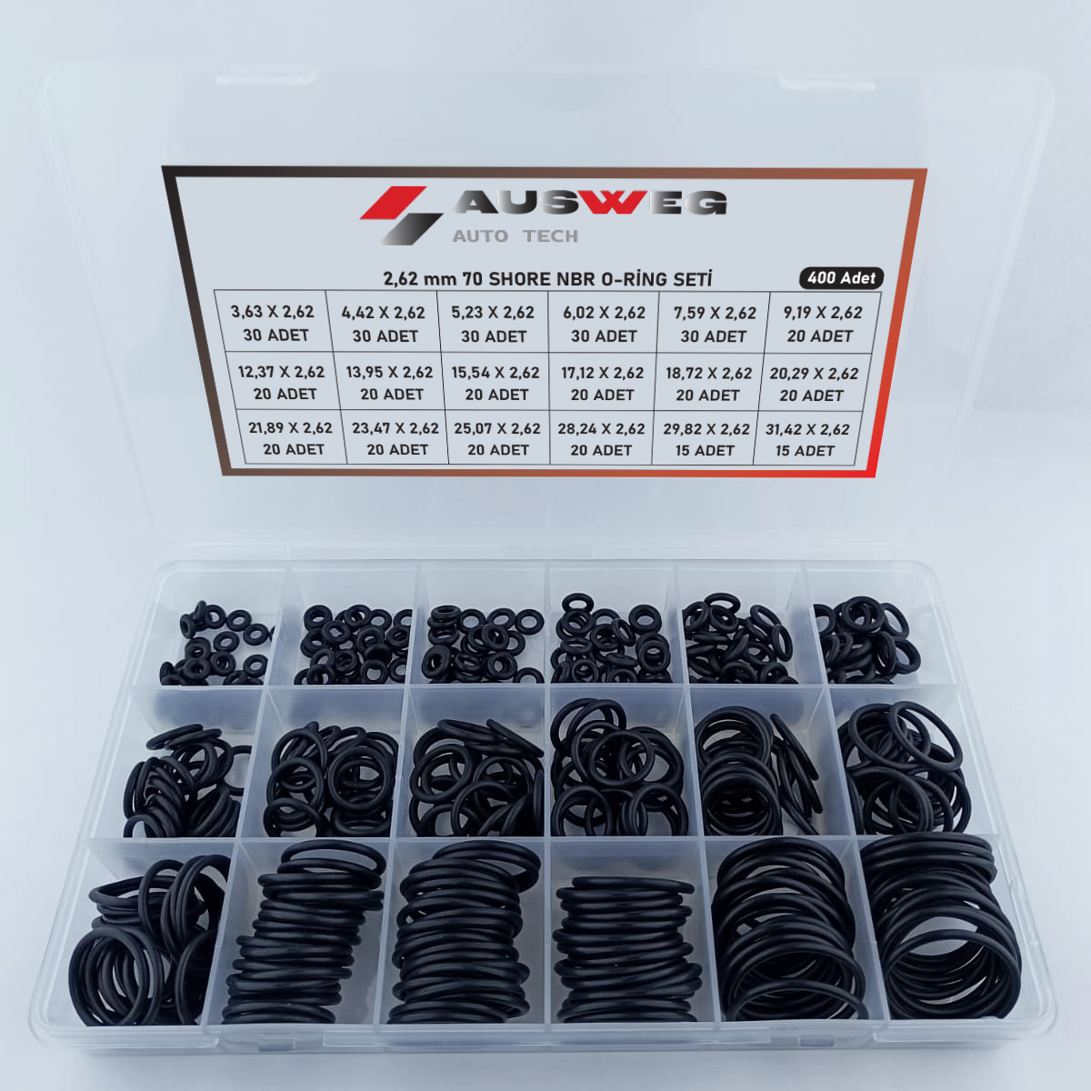 AUSWEG 2,62 mm 70 Shore NBR O-Ring Seti - 400 Adet