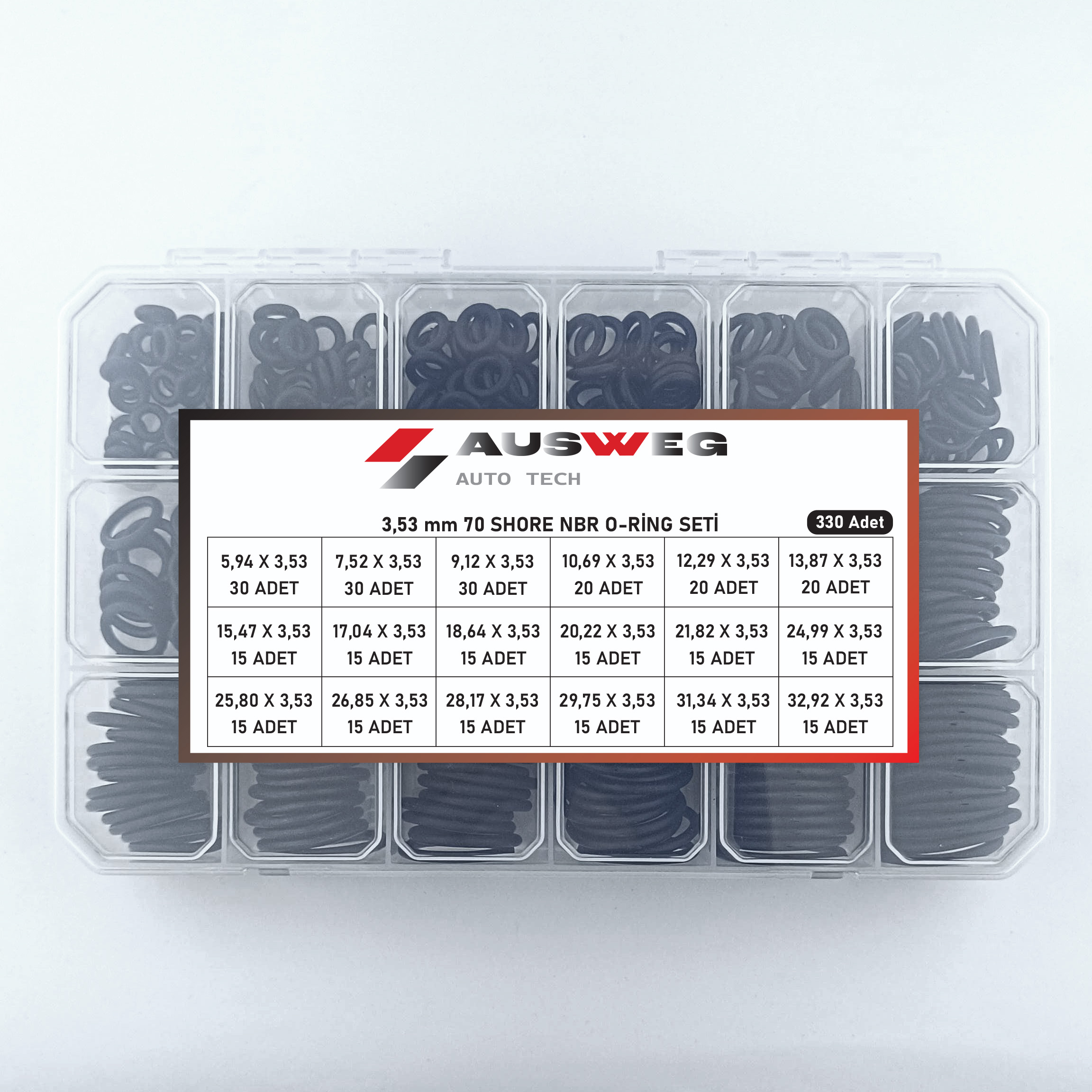 AUSWEG 3,53 mm 70 Shore NBR O-Ring Seti - 330 Adet
