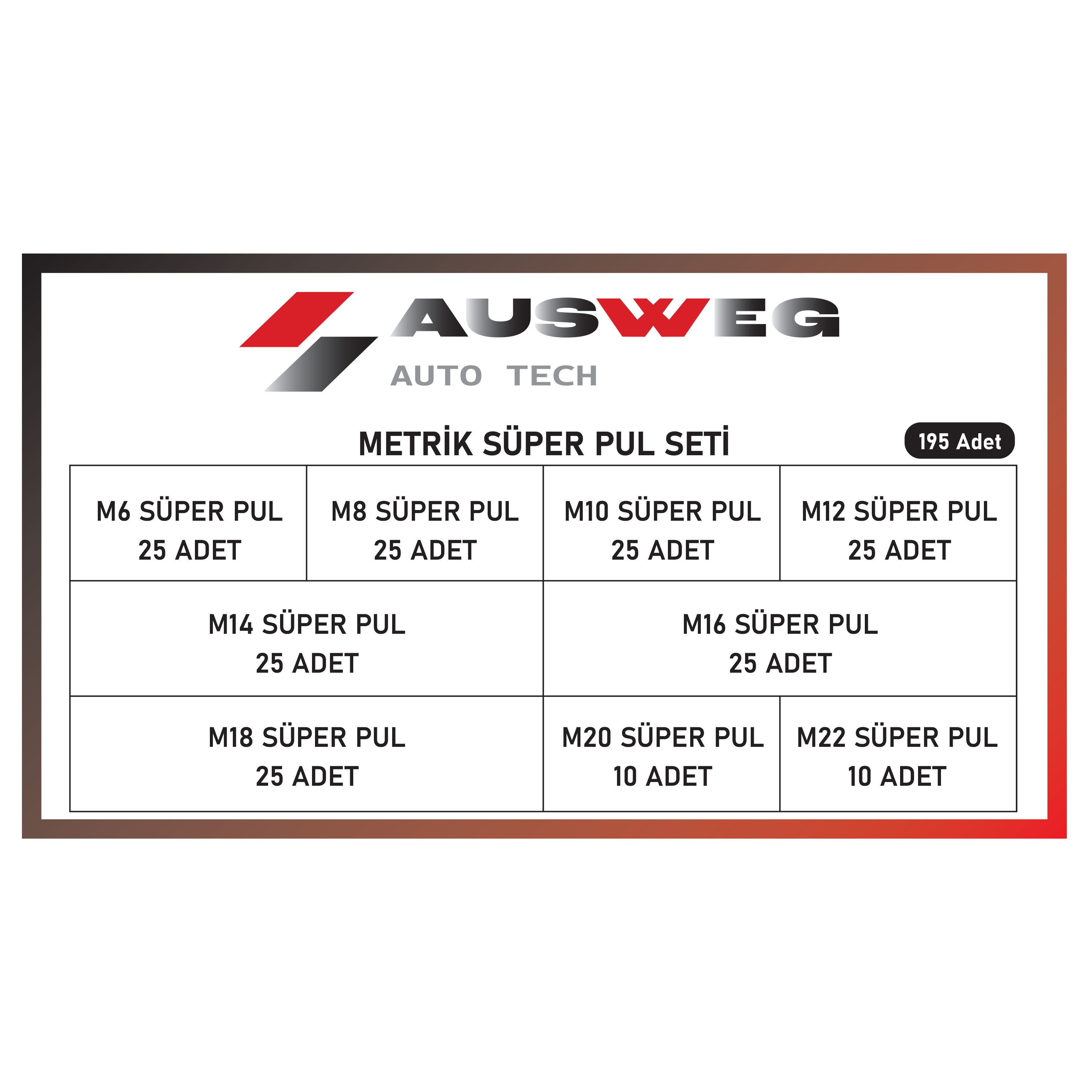 AUSWEG Metrik Süper Pul Seti - 195 Adet