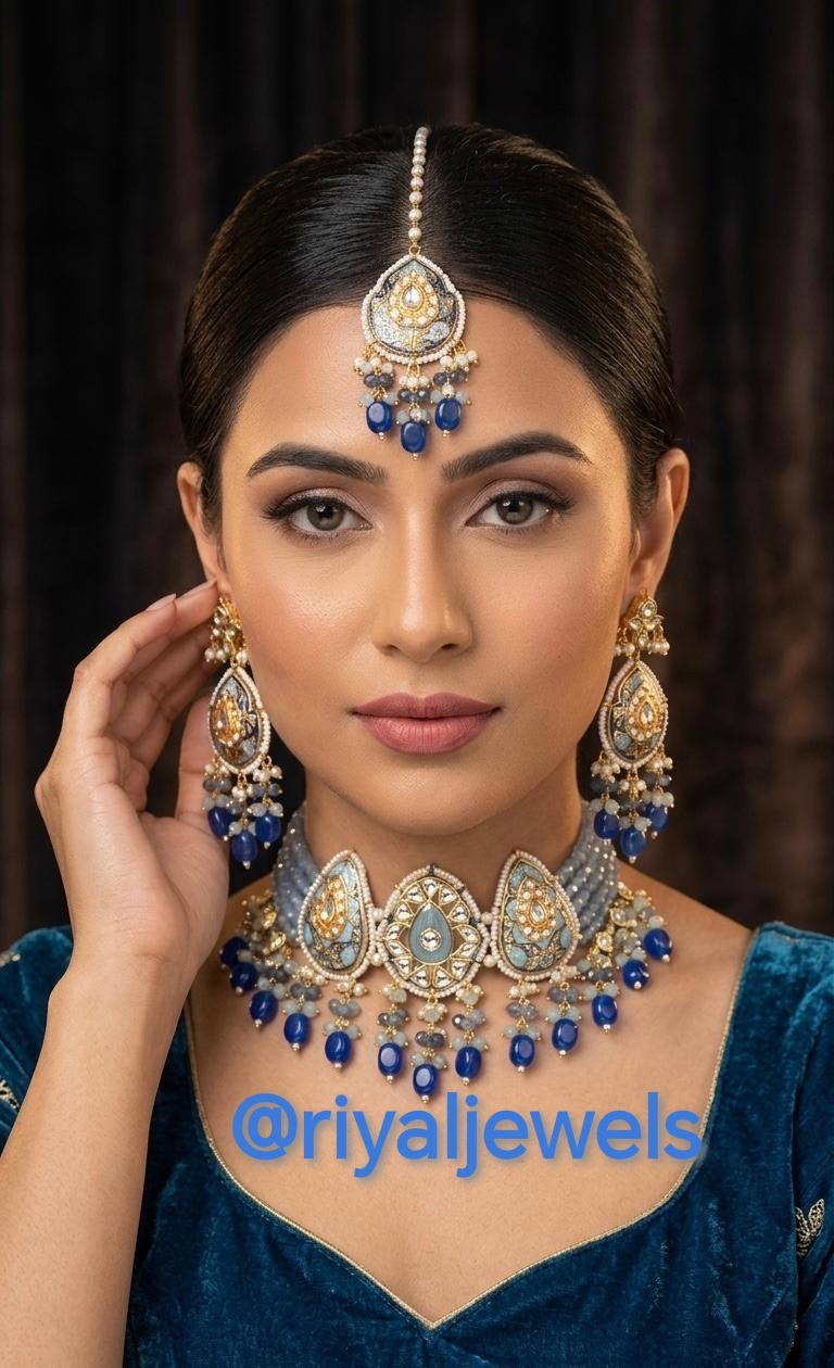 Navy Blue Meena Kari Set