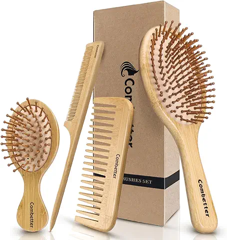 Wooden Hair Brush and Comb Set