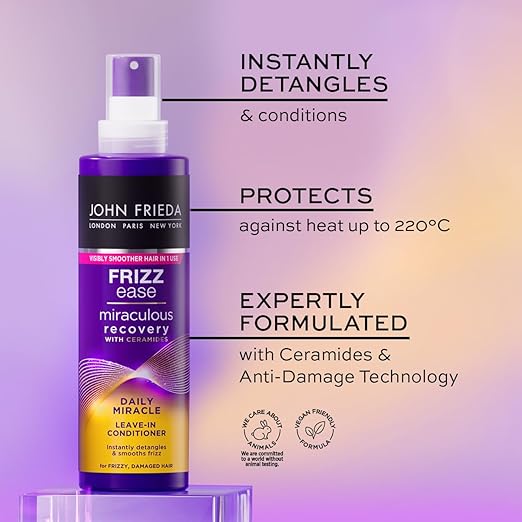 John Frieda Frizz Ease Daily Miracle Leave In Conditioner, Moisturising Conditioner Spray for Frizzy Hair, 200 ml