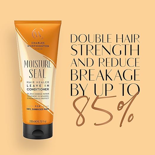 Charles Worthington Moisture Seal Hair Healer Leave-In Conditioner, Dry and Frizzy Hair, No Rinsing Treatment for Smoother Hair, 200 ml