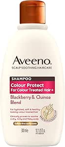 Aveeno Scalp Soothing Haircare Colour Protect Shampoo, Blackberry & Quinoa Blend, for Colour Treated Hair, Soothes Dry, Itchy & Flaky Scalp, Clinically Proven, Sulfate Free, 300ml Visit the Aveeno Store