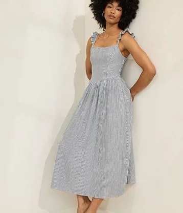 Striped Sleeveless Midi Dress