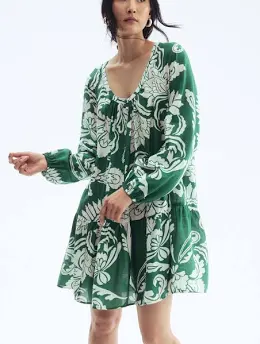 Green Floral Print Dress