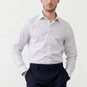 Men's White Patterned Dress Shirt