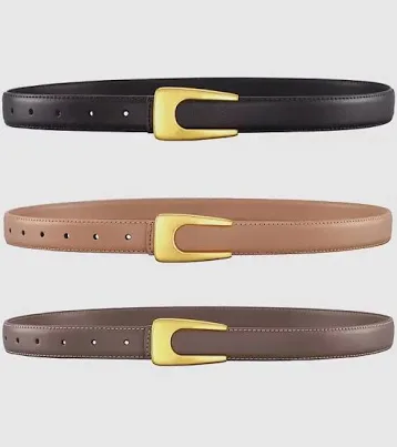 Elegant Leather Belt with Gold Buckle