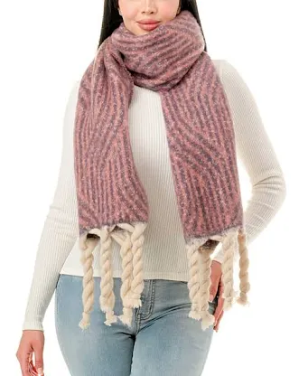 Pink striped winter scarf