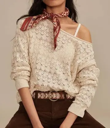 Cream Lace Knit Sweater