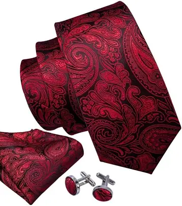 Red Paisley Necktie Set