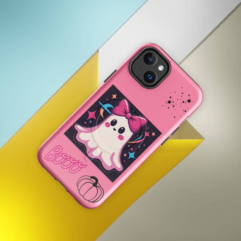 Cute girl ghost cell phone case pink MagSafe® tough case for iPhone®