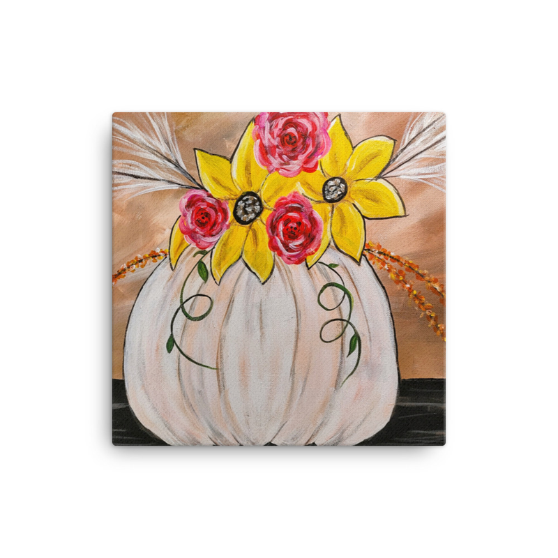 White Autumn Pumpkin on Canvas