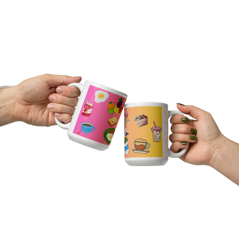 Bright breakfast mug fruit juice bacon and eggs iced coffee cup gift