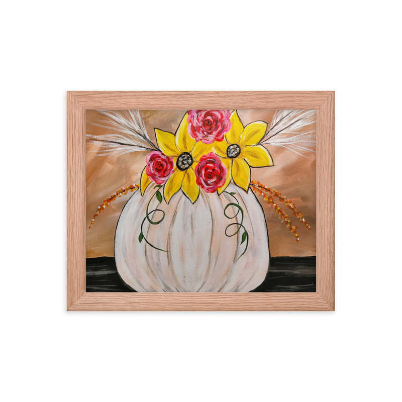 White Autumn Pumpkin Framed Poster