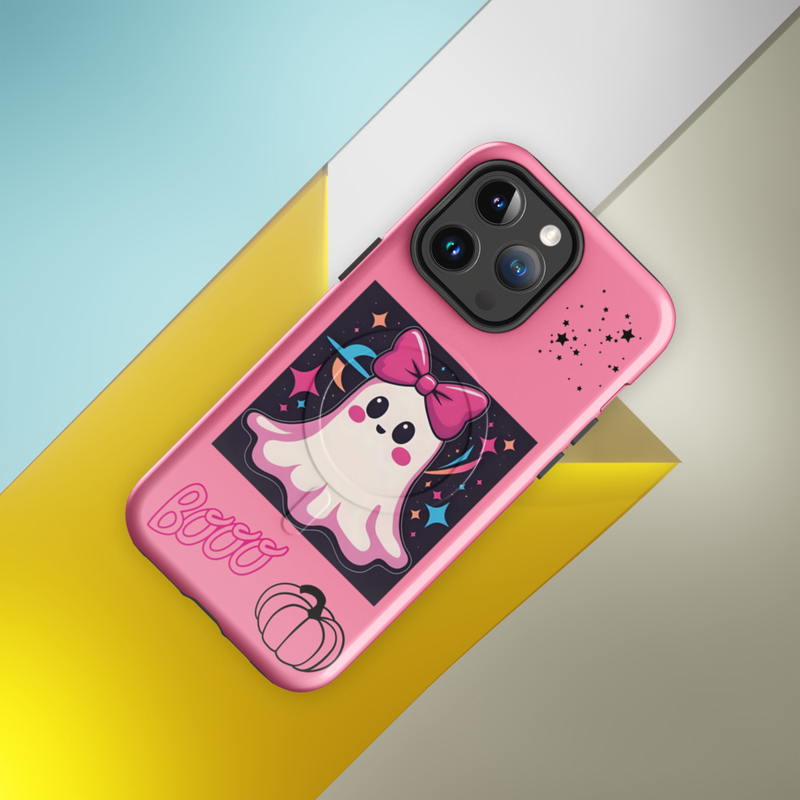 Cute girl ghost cell phone case pink MagSafe® tough case for iPhone®