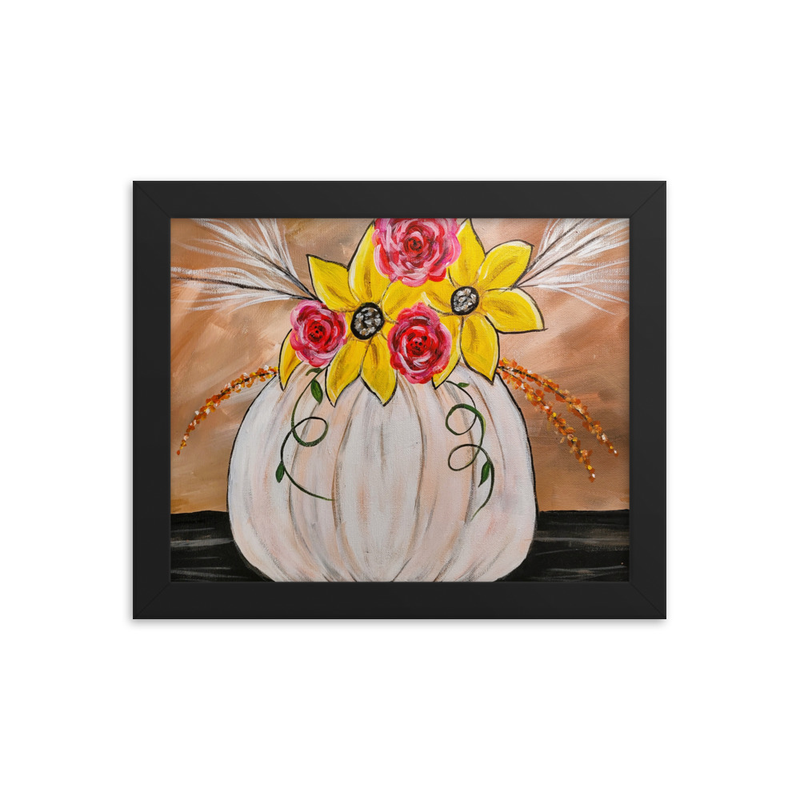 White Autumn Pumpkin Framed Poster
