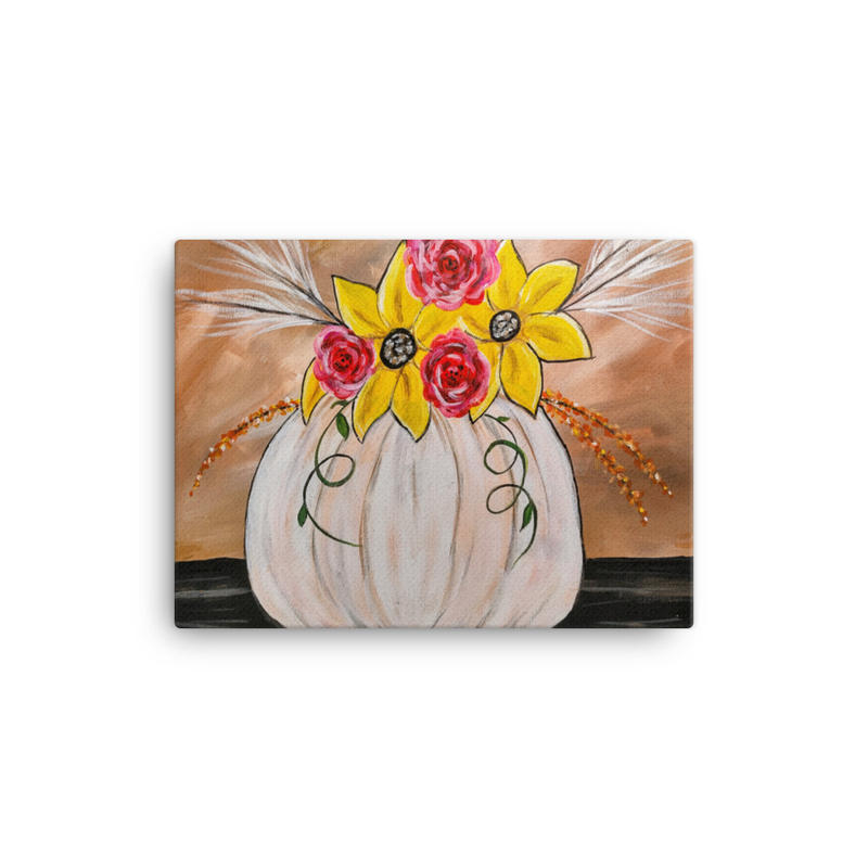 White Autumn Pumpkin on Canvas