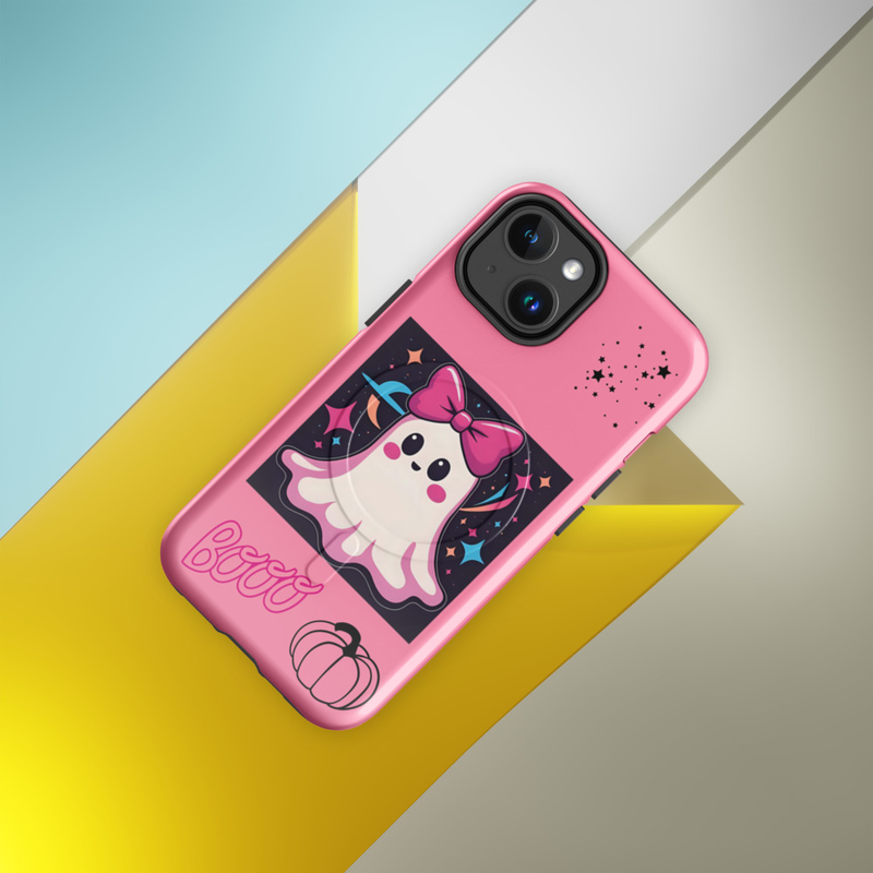 Cute girl ghost cell phone case pink MagSafe® tough case for iPhone®
