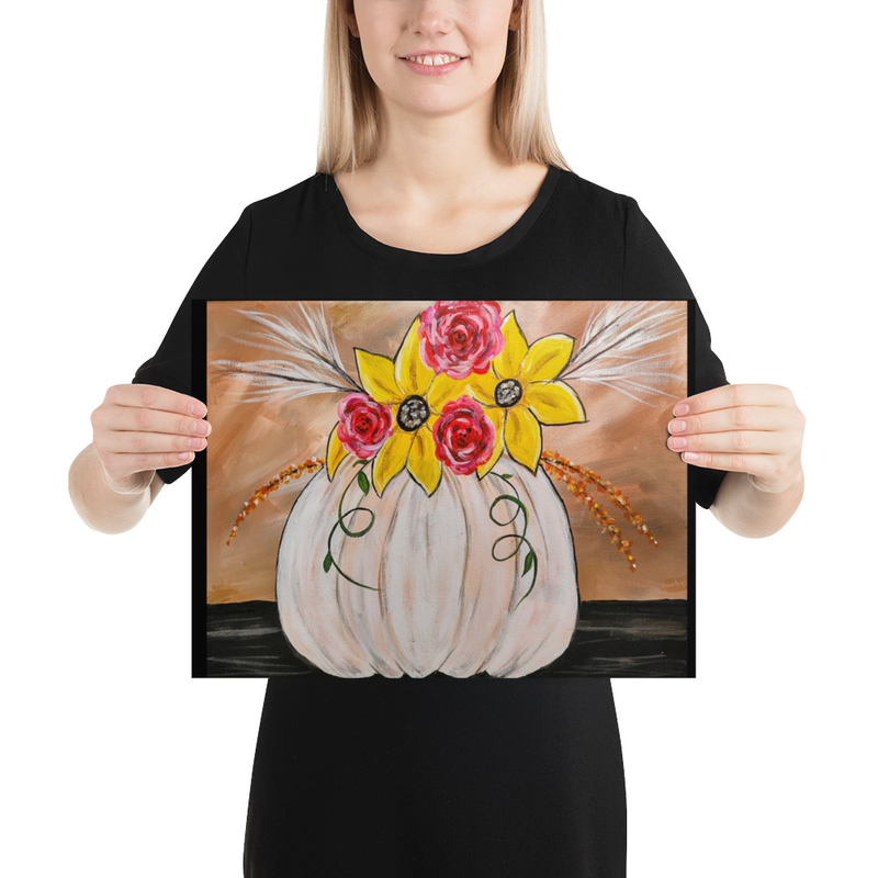 White Pumpkin Fall Photo paper poster
