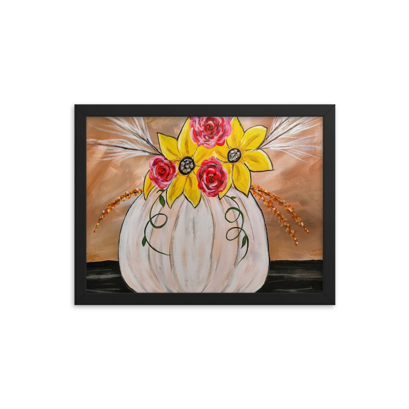 White Autumn Pumpkin Framed Poster