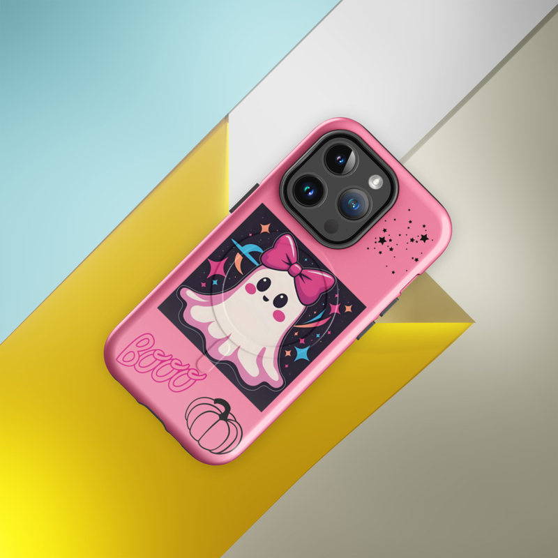 Cute girl ghost cell phone case pink MagSafe® tough case for iPhone®