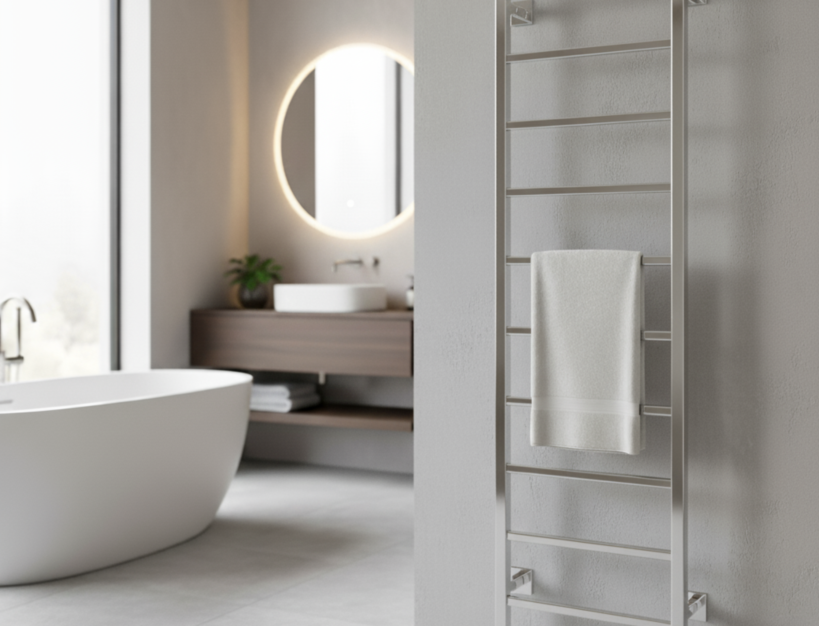Tushingham Dry Electric Towel Rail - Brushed Stainless Steel
