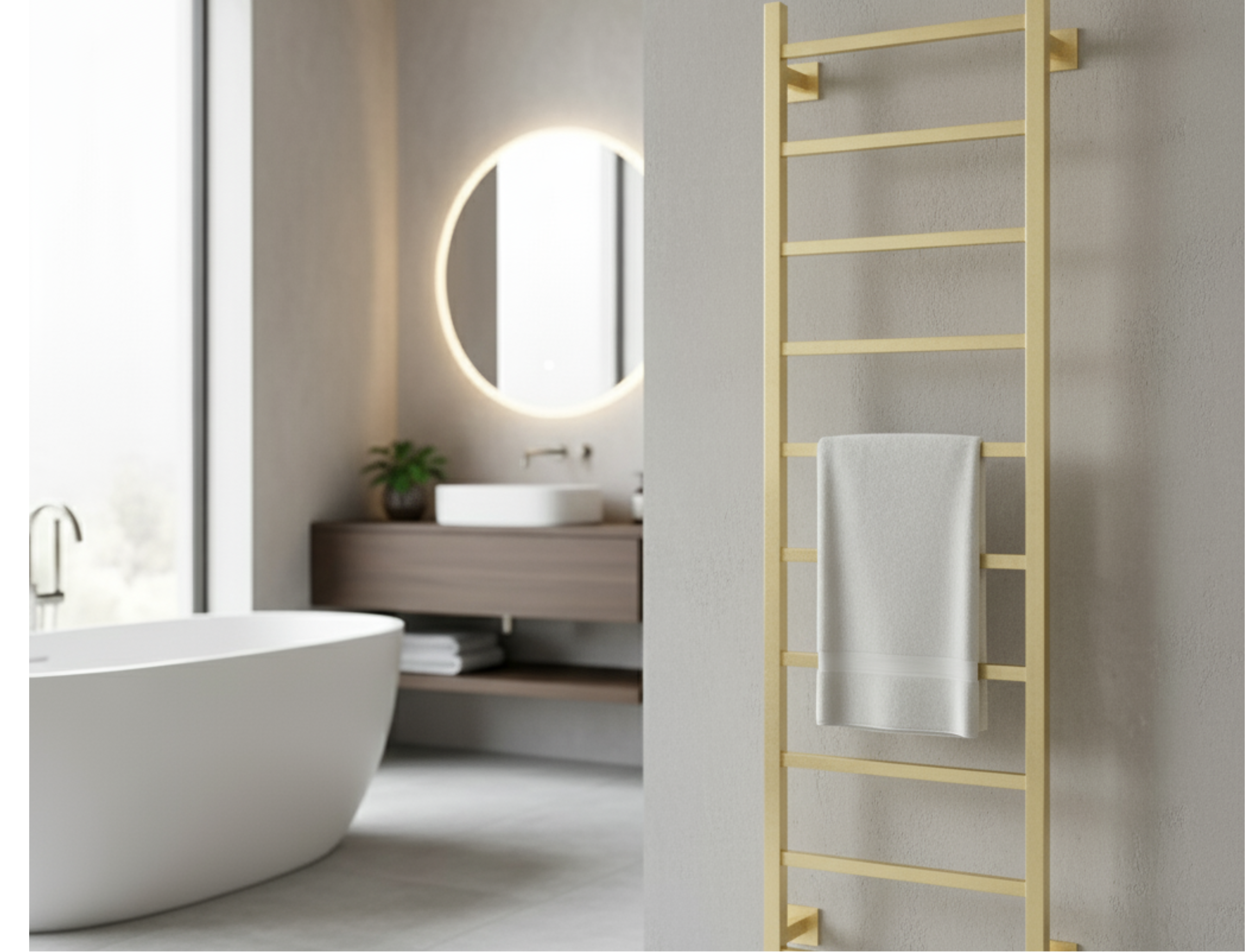 Tushingham Dry Electric Towel Rail - Polished Brass