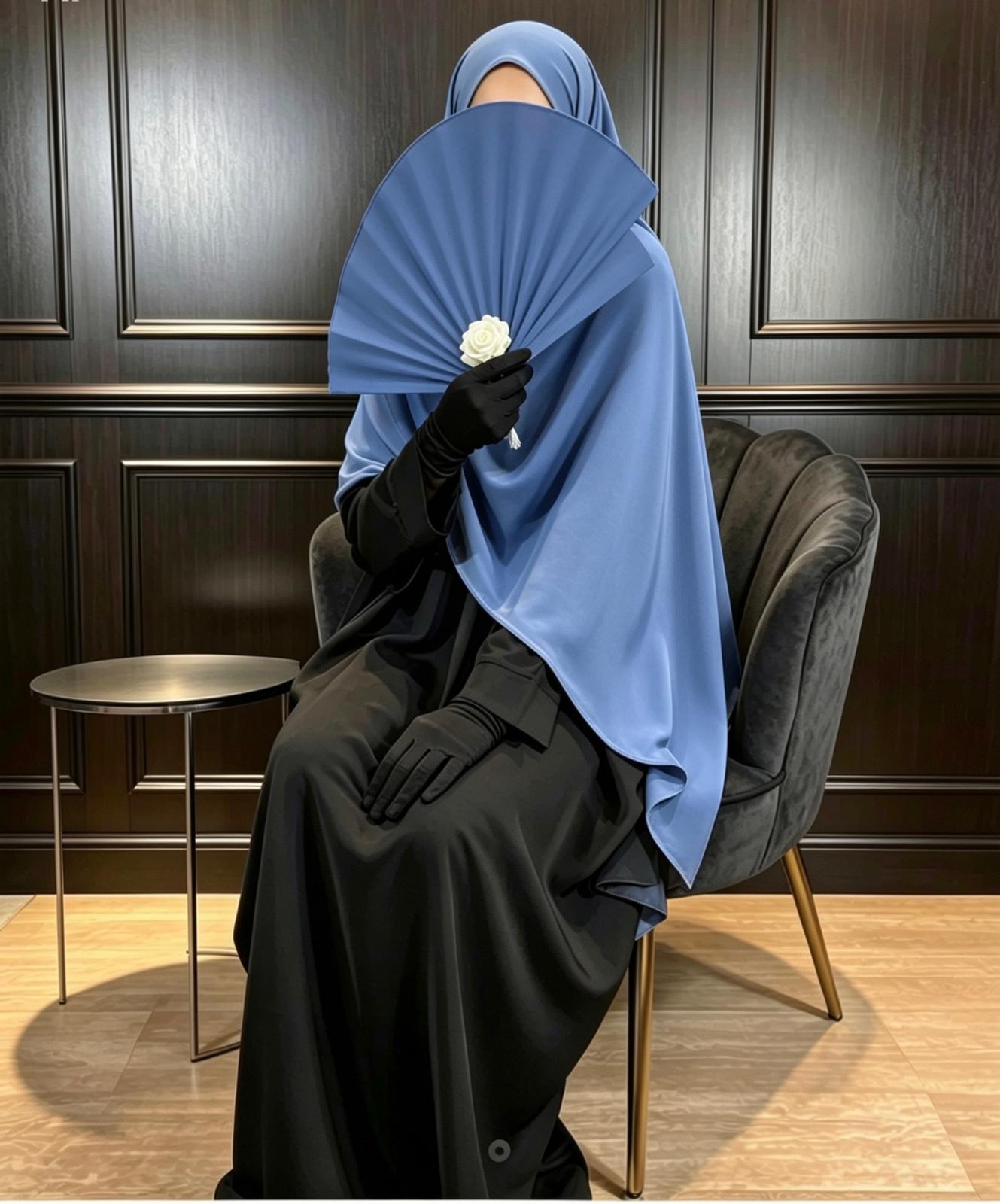 Hijab Soie de Médine - Bleu élégance