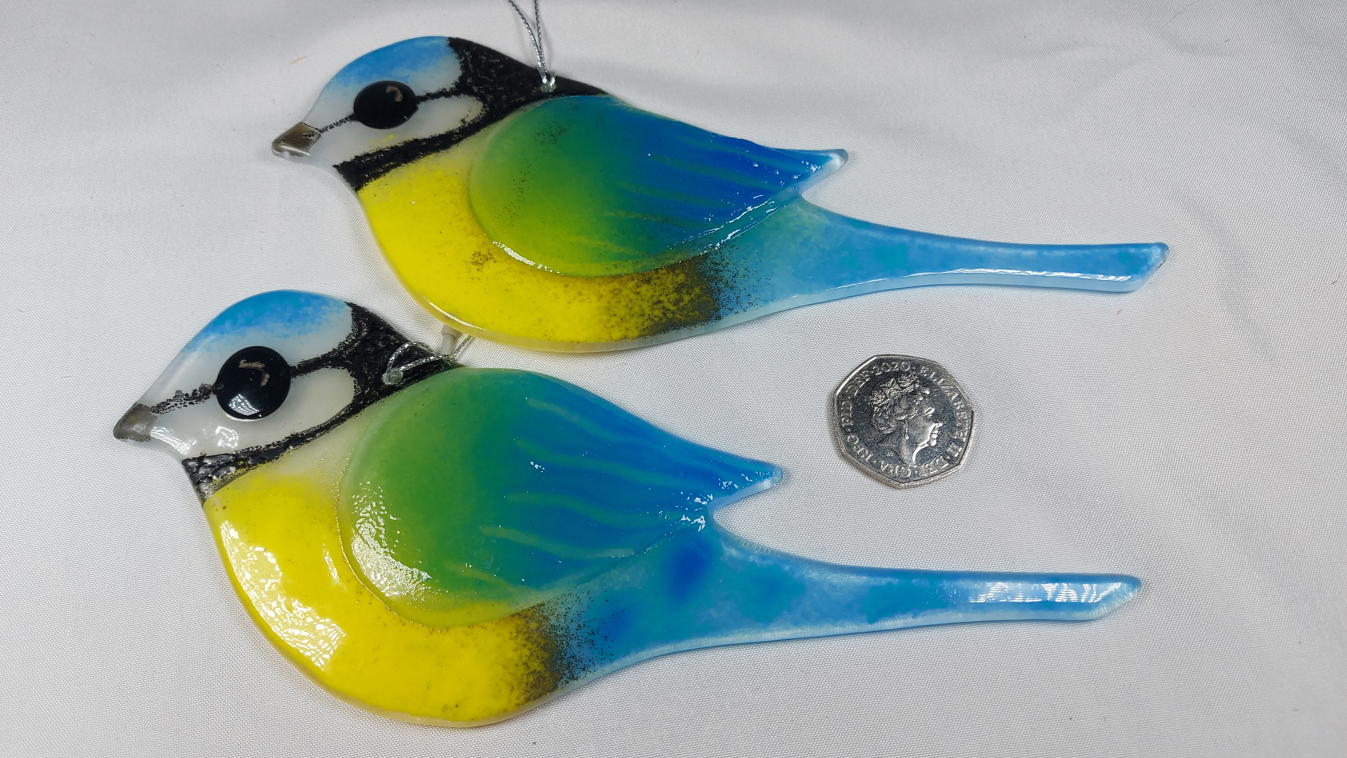 Glass Blue Tit Bird Ornament